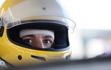 Racer in a helmet
