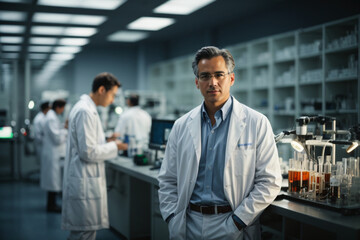 portrait of a male scientist Science, tablet and 