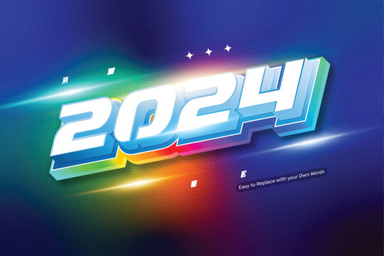 3D Gradient Light 2024 Text Effect