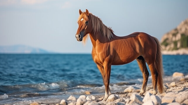 horse in the desert HD 8K wallpaper Stock Photographic Image 