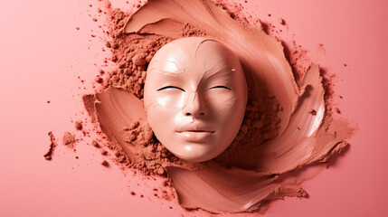 Clay mask on pink bakground