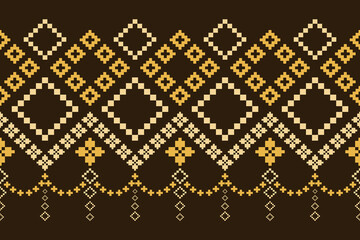 Nature vintages cross stitch traditional ethnic pattern paisley flower Ikat background abstract Aztec African Indonesian Indian seamless pattern for fabric print cloth dress carpet curtains and sarong