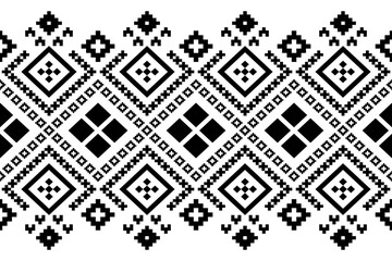 Fototapeta premium Nature vintages cross stitch traditional ethnic pattern paisley flower Ikat background abstract Aztec African Indonesian Indian seamless pattern for fabric print cloth dress carpet curtains and sarong