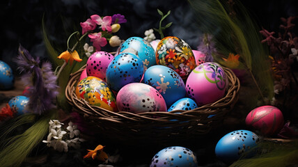 Fototapeta na wymiar Easter Egg Hunt in Vibrant Grass