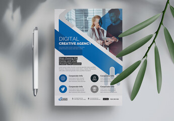 Corporate Vector Flyer Template With Blue Accents