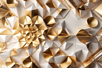 Modern and Creative 3D Abstraction Wallpaper for Walls. 3d Three-dimensional Luxury Golden and White Background