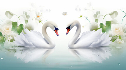 two white swan on the lake