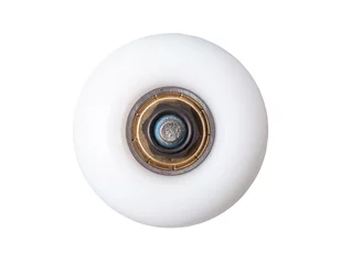 Foto op Plexiglas white skateboard wheel isolated on white background © koosen