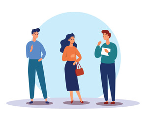 people discussing theme flat character illustration