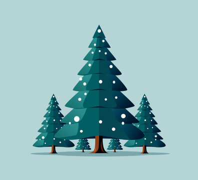 Christmas tree with snow vector illustration
