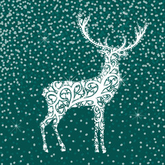 New Year's Deer from patterns. Merry Christmas. hand drawing. Not AI, Vector illustration