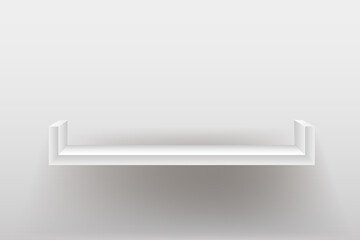 The interior of an empty room with shelves on the wall.
Free space for copying, 3d image.