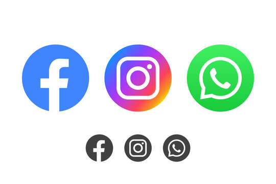 Facebook, instagram and whatsapp logos illustration