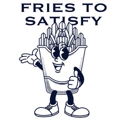 French Fries Character Design With Slogan Fries to Satisfy