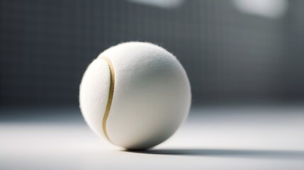 Close-up portrait of a tennis ball against white background with space for text, background image, AI generated