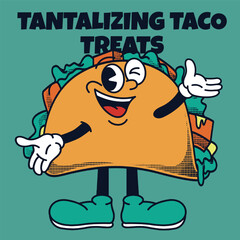 Tacos Character Design With Slogan Tantalizing Taco Treats
