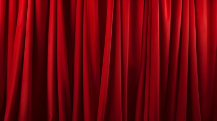 AI illustration of A vibrant red curtain in a theatre illuminated by stage lights.