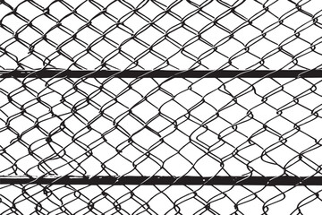 wire fence black grungy overlay background texture on white background, vector illustration