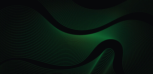 Green line wave and black background