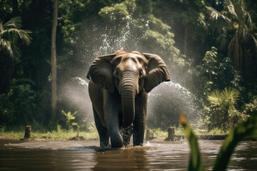 Animal trunk wild water asia nature wildlife asian elephant river mammal - obrazy, fototapety, plakaty