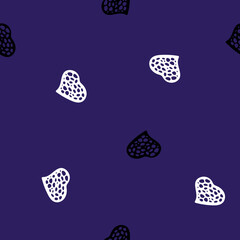Hand Drawn Seamless Patterns with Hearts in Doodle Style.