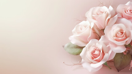 Closeup of pink roses, Valentine's Day background concept