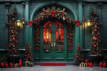 Fototapeta premium Christmas door decors