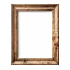 Wooden Picture Frame Isolated on Transparent or White Background, PNG