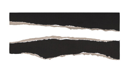 Set of torn and ripped paper stripes, lines with double edges from black paper in Y2K retro style,...