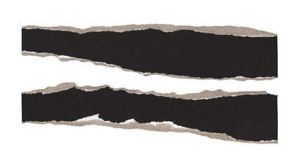 Set of torn and ripped paper stripes, lines with double edges from black paper in Y2K retro style,...