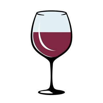 Isolated red wine glass icon flat vector illustration logo clipart