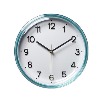 Round Wall Clock Isolated on Transparent or White Background, PNG