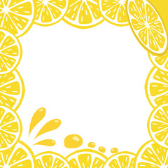 Border of lemon slices. Composition of citrus fruits. Vector illustration isolated on white background.