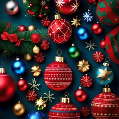 a selection of various colorful christmas tree decorations balls baubles 
