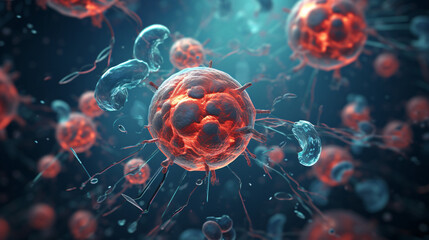 Creative image of embryonic stem cells cellular - obrazy, fototapety, plakaty