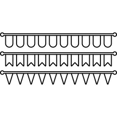 Carnival Bunting Flag Line Art PNG Transparent Background