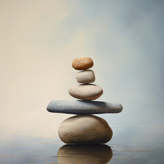 Feng Shui Harmony: Stacked Stones and Flowing Water - Elemental Tranquility