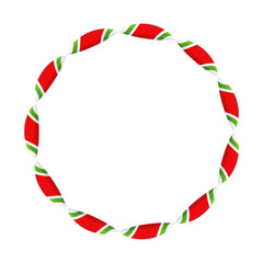 Obraz premium Christmas Candy Cane Frame. Striped ribbon circle sticker.