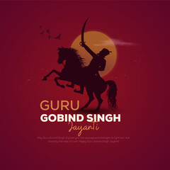 Happy Guru Gobind Singh Jayanti festival for Sikh celebration - obrazy, fototapety, plakaty