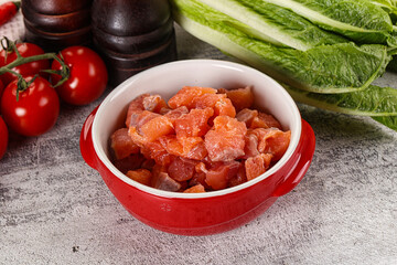 Salted salmon cubes for cooking