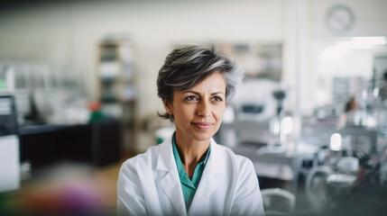 Portrait of mature scientist woman in laboratory