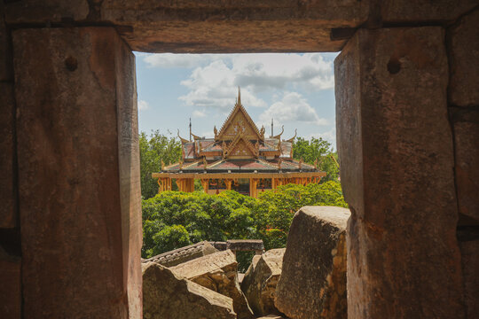Ruined Arch and Buddist Temple - Battambang, Cambodia 