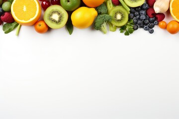 Naklejka na ściany i meble Healthy food with vegetable and fruit, copy space , generative ai