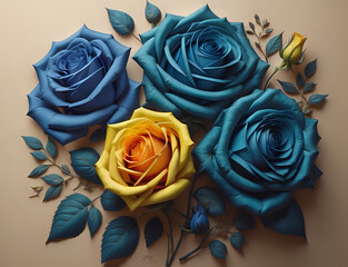 blau gelbe Rosen