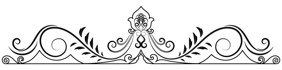 Flower border decorative design element Wedding banners, frames, labels, black lines on white.