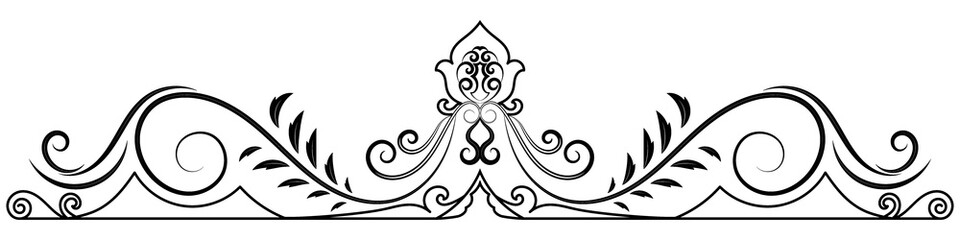 Flower border decorative design element Wedding banners, frames, labels, black lines on white.