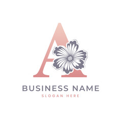 A Letter Logo with Flower. Floral A Logo Feminine Luxury Logo Design