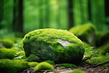 The lush green forest floor, covered with moss, forms a beautiful natural carpet. - Powered by Adobe