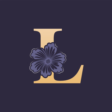 Floral alphabet L Logo with Flower. Initial Letter L Logo Template