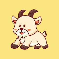 Cute goat animal smile cartoon icon vector illustration